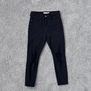 Topshop Jamie cropped black distressed jeans size 28